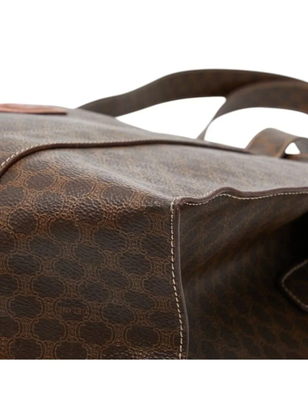 Celine Macadam Tote Brown Leather